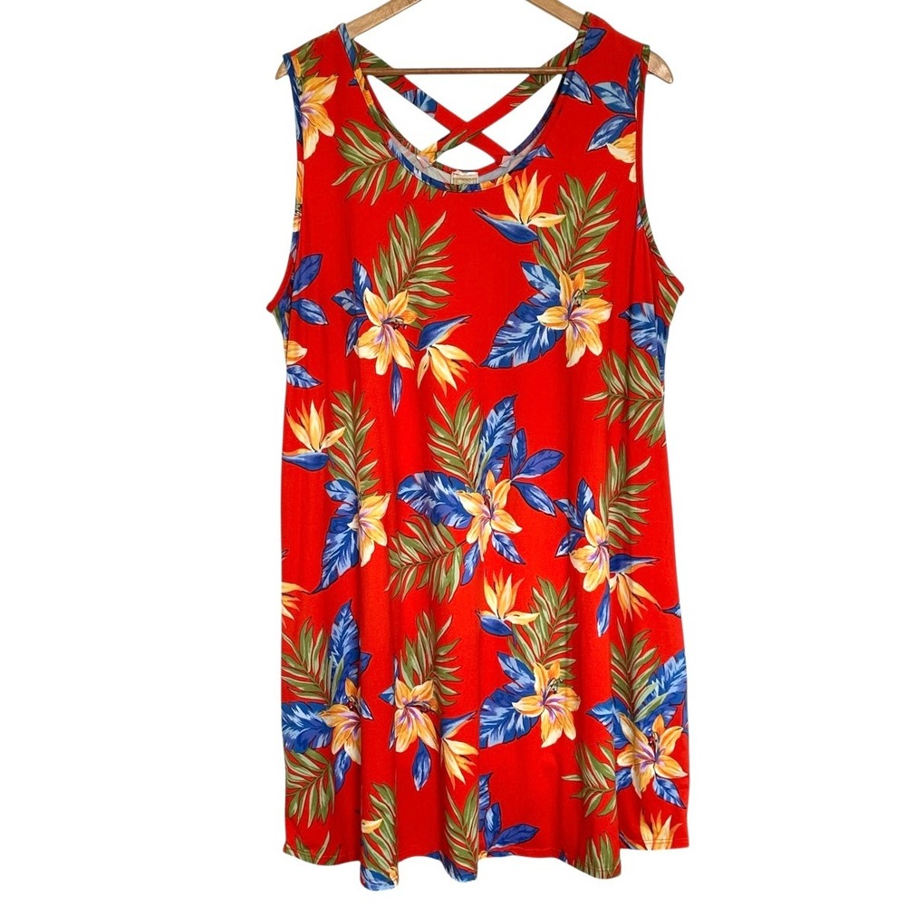 Bonded USA Dress Women's 3XL Floral Sleeveless Criss Cross Back Lightweight